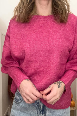 Erin Fuchsia Round Neck Knit Sweater