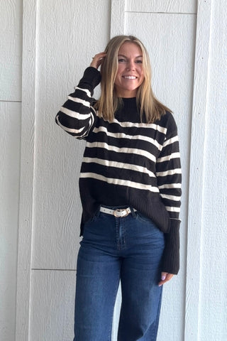 Austyn Striped Mock Neck Sweater