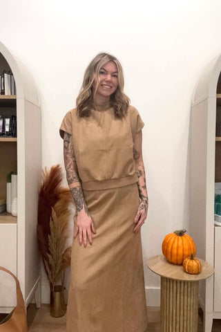 Leanna Camel Suede Set