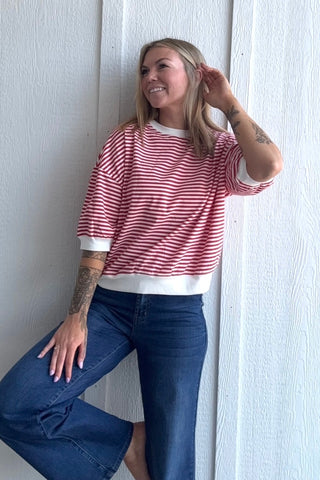 Bayley Mock Neck Striped Top