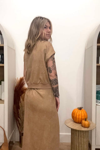 Leanna Camel Suede Set