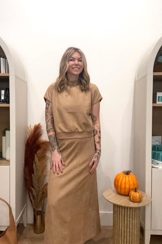 Leanna Camel Suede Set