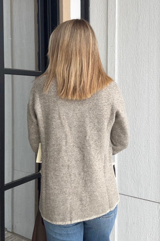 Rayna Hi-low Blanket Stitch Contrast Sweater