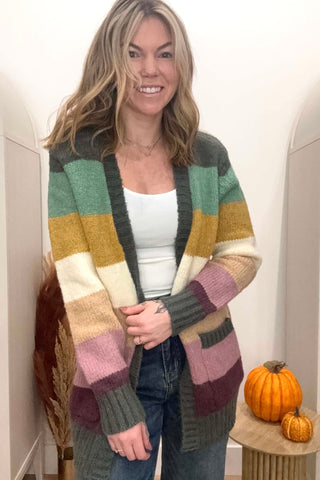 Sarah Multi Color Block Cardigan