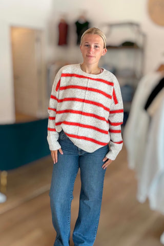 Lottie Oatmeal & Orange Color Block Sweater