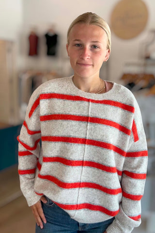 Lottie Oatmeal & Orange Color Block Sweater