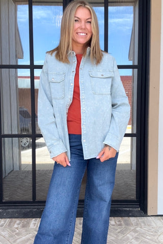Gracelyn Button Down Light Denim Top