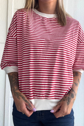 Bayley Mock Neck Striped Top