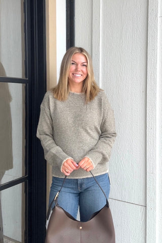 Rayna Hi-low Blanket Stitch Contrast Sweater