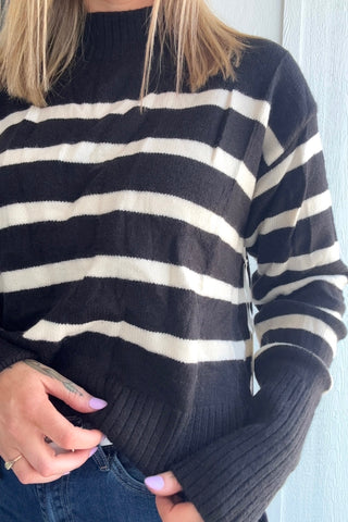 Austyn Striped Mock Neck Sweater
