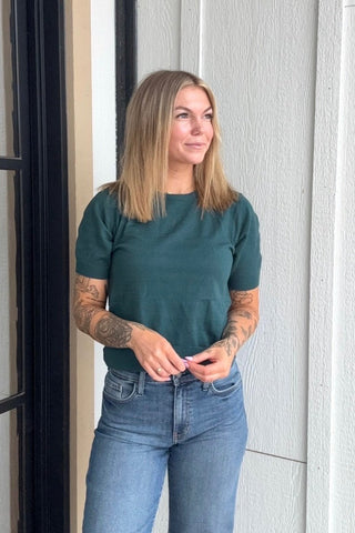 Abbie Short Sleeve Crew Sweater - Just Dani Boutique + Color Studio