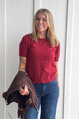 Abbie Short Sleeve Crew Sweater - Just Dani Boutique + Color Studio