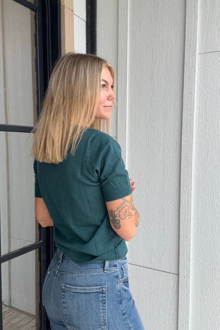 Abbie Short Sleeve Crew Sweater - Just Dani Boutique + Color Studio
