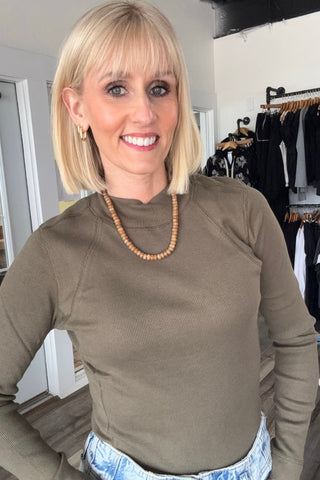 Abby Ribbed Mock Neck Top - Just Dani Boutique + Color Studio