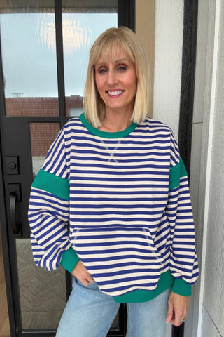 Abby Royal & Oat Striped Pullover - Just Dani Boutique + Color Studio