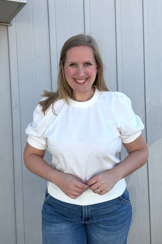 Abi Round Neck Puff Sleeve Top - The Funky Zebras Clear Lake