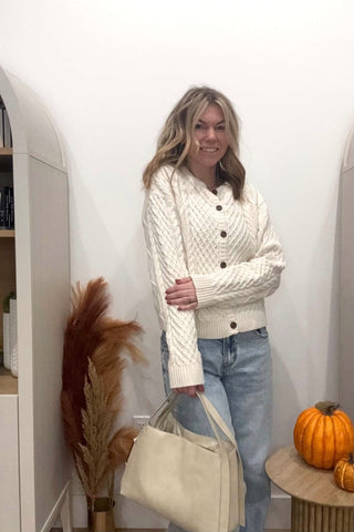 Ainsley Ivory Cabled Cardigan - Just Dani Boutique + Color Studio