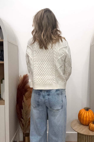Ainsley Ivory Cabled Cardigan - Just Dani Boutique + Color Studio
