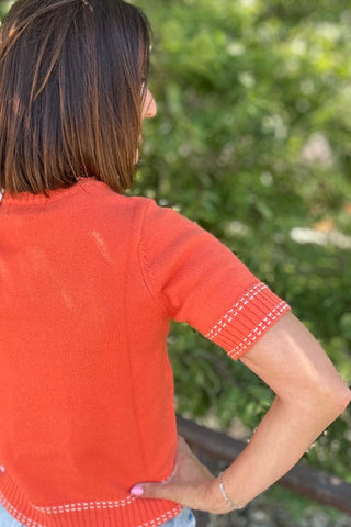 Alissa Orange Short Sleeve Sweater - Just Dani Boutique + Color Studio