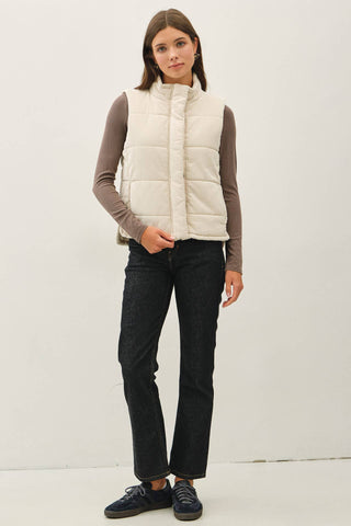 Allison Ecru Corduroy Puffer Vest - Just Dani Boutique + Color Studio