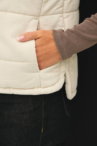 Allison Ecru Corduroy Puffer Vest - Just Dani Boutique + Color Studio