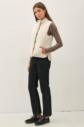 Allison Ecru Corduroy Puffer Vest - Just Dani Boutique + Color Studio