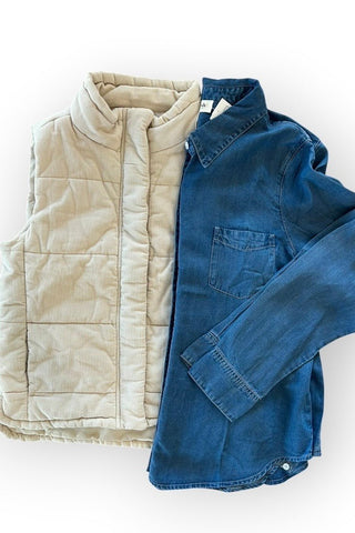 Allison Ecru Corduroy Puffer Vest - Just Dani Boutique + Color Studio