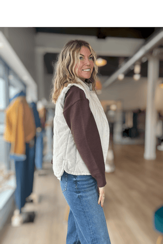 Allison Ecru Corduroy Puffer Vest - Just Dani Boutique + Color Studio