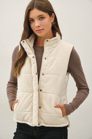 Allison Ecru Corduroy Puffer Vest - Just Dani Boutique + Color Studio