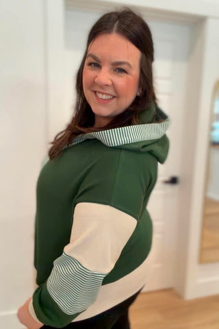 Allison Sea Green Color Block Hoodie - Just Dani Boutique + Color Studio