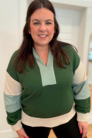 Allison Sea Green Color Block Hoodie - Just Dani Boutique + Color Studio