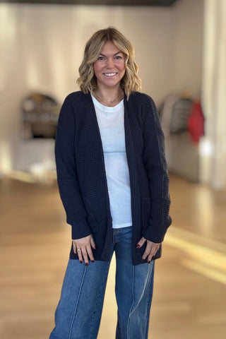 Ami Navy Waffle Cardigan - Just Dani Boutique + Color Studio
