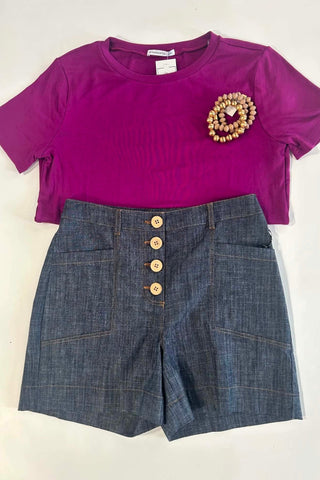 Anabel Magenta Round Neck Top - Just Dani Boutique + Color Studio