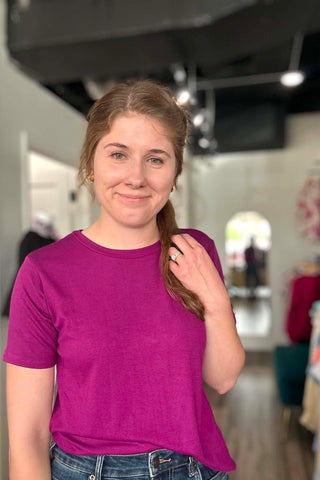 Anabel Magenta Round Neck Top - Just Dani Boutique + Color Studio
