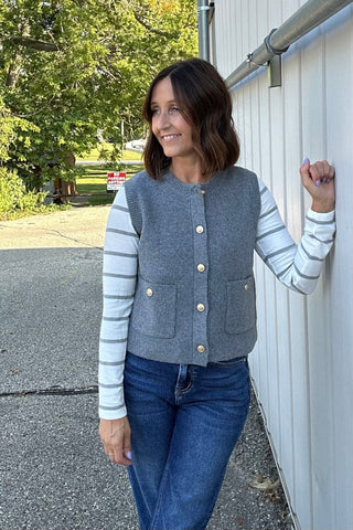 Aurora Heather Gray Classic Ribbed Top - The Funky Zebras Clear Lake
