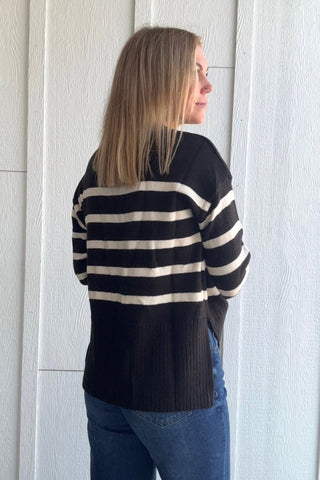 Austyn Striped Mock Neck Sweater - Just Dani Boutique + Color Studio