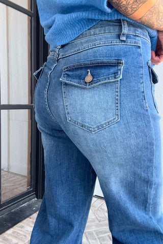 Bambu Soft Wide Leg Patch Pocket Denim - Just Dani Boutique + Color Studio
