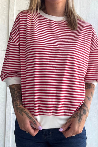 Bayley Mock Neck Striped Top - Just Dani Boutique + Color Studio