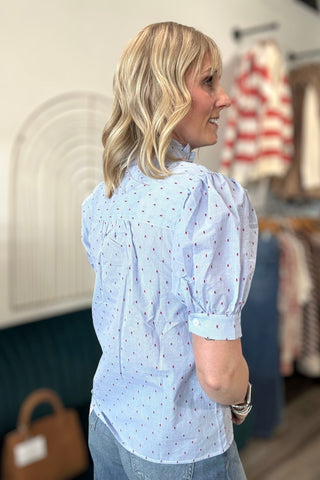 Belin Puff Sleeve Mini Dot Top - The Funky Zebras Clear Lake