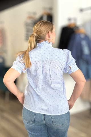 Belin Puff Sleeve Mini Dot Top - The Funky Zebras Clear Lake