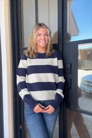 Billie Navy & Taupe Sweater - Just Dani Boutique + Color Studio