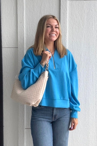 Caroline Scuba Half Zip Pullover - Just Dani Boutique + Color Studio