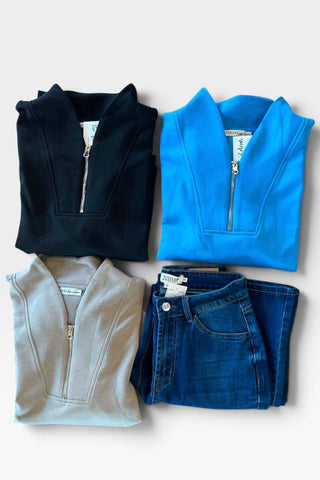 Caroline Scuba Half Zip Pullover - Just Dani Boutique + Color Studio