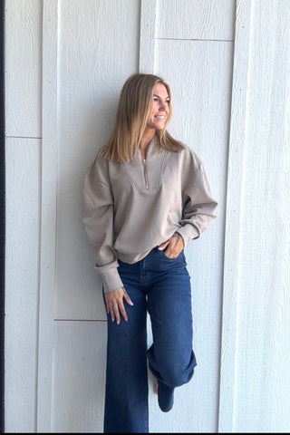 Caroline Scuba Half Zip Pullover - Just Dani Boutique + Color Studio