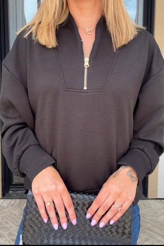 Caroline Scuba Half Zip Pullover - Just Dani Boutique + Color Studio