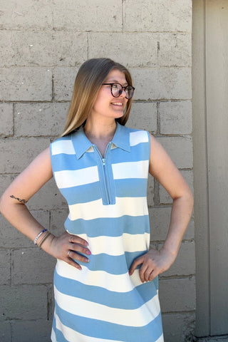 Carolyn Sky & White Striped Dress - Just Dani Boutique + Color Studio