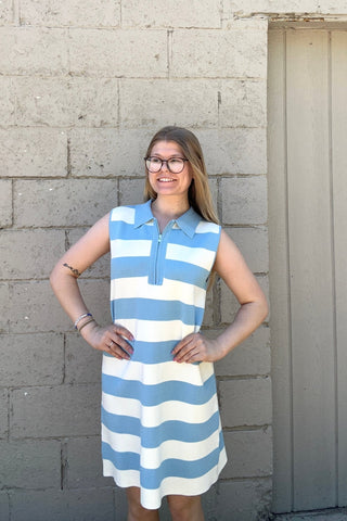 Carolyn Sky & White Striped Dress - Just Dani Boutique + Color Studio