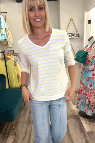 Carrie Striped Jersey Knit V Neck Tee - Just Dani Boutique + Color Studio