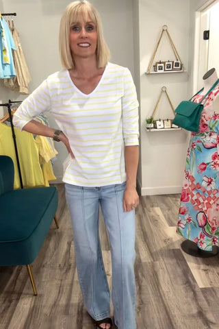 Carrie Striped Jersey Knit V Neck Tee - Just Dani Boutique + Color Studio