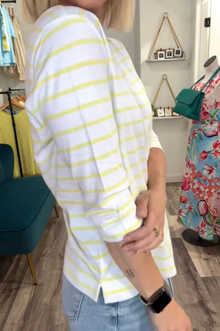 Carrie Striped Jersey Knit V Neck Tee - Just Dani Boutique + Color Studio